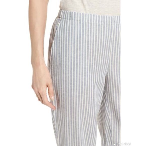 Eileen Fisher Stripe Hemp Blend Ankle Pants - Picture 3 of 10